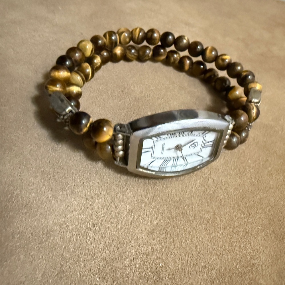 Beaded Bracelet Watch with Silver Accents - Picture 2 of 4